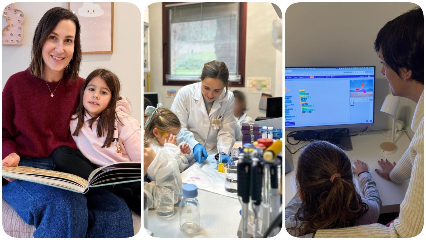 Verónica y Olivia, Loreto y su hija Loreto y Stella y Cloe.