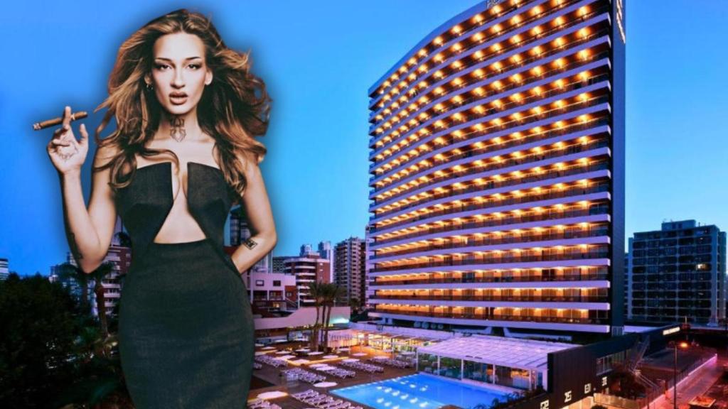 Luna Ki y el hotel Don Pancho, en un fotomontaje de BLUPER.