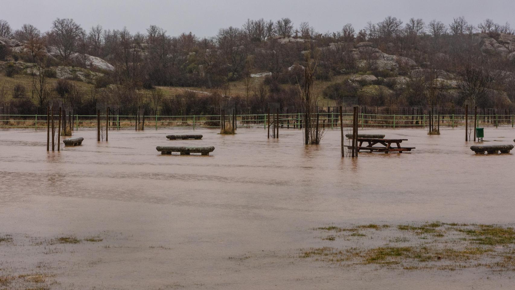 El monte Valonsadero en Soria anegado tras las intensas lluvias