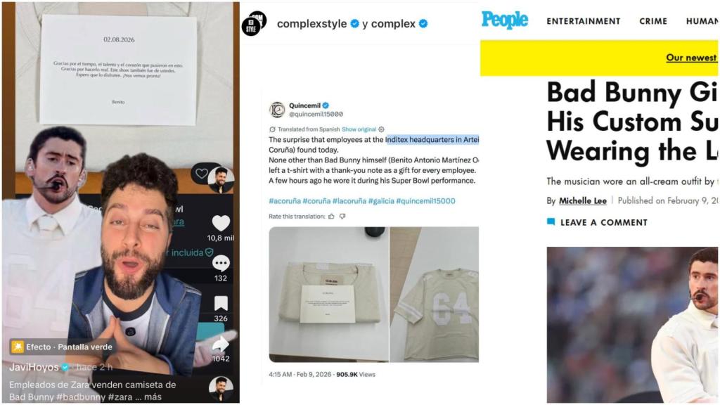 El regalo de Bad Bunny a los trabajadores de Inditex da la vuelta al mundo