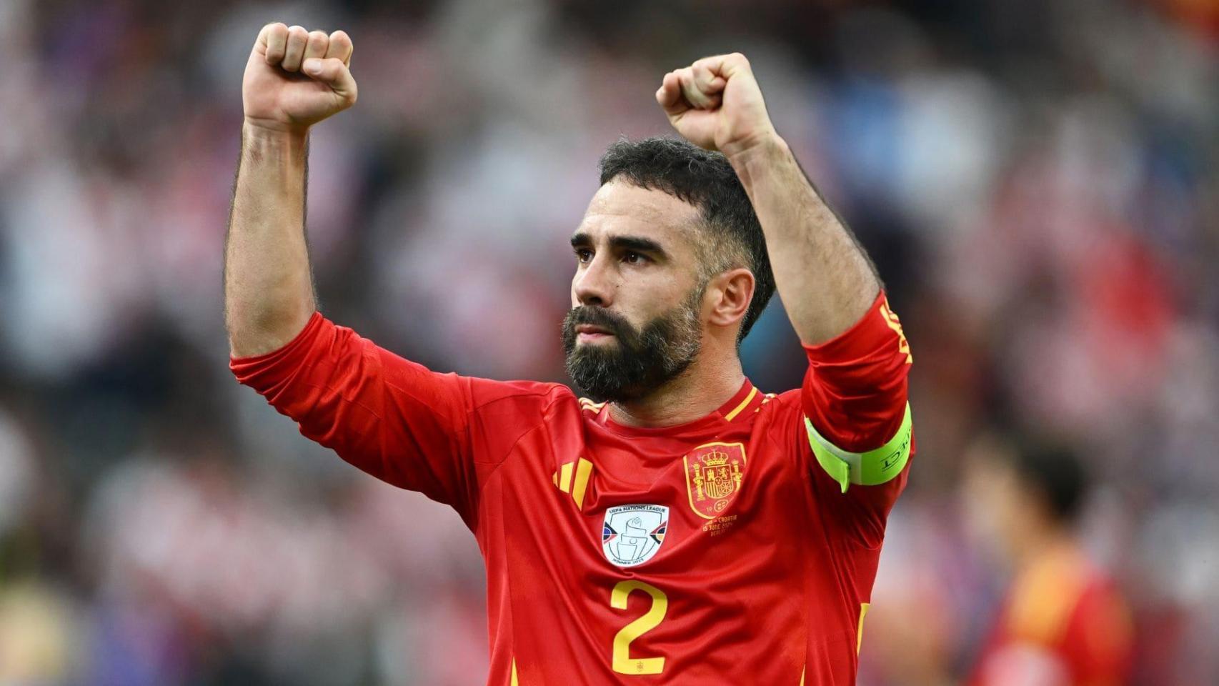 Dani Carvajal, durante un partido con la selección española.