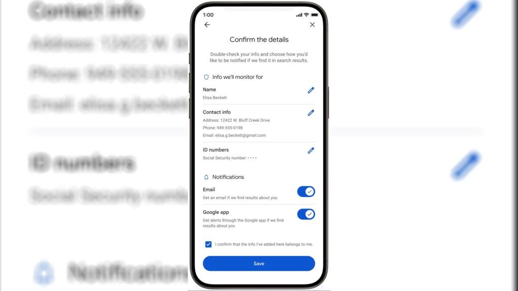 Confirmación de detalles
