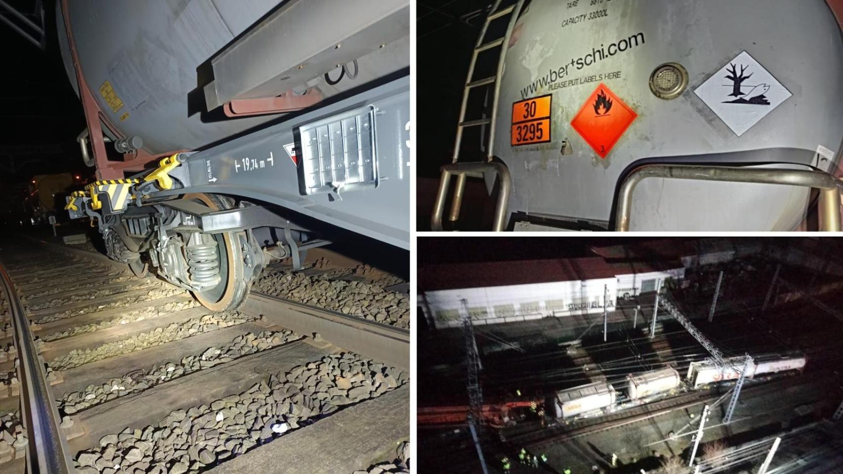 Tren de mercancías de la compañía suiza Bertschi, cargado con material inflamable, descarrilado en Irún.