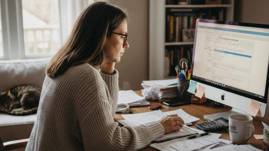 Mujer realizando la declaración de la Renta.