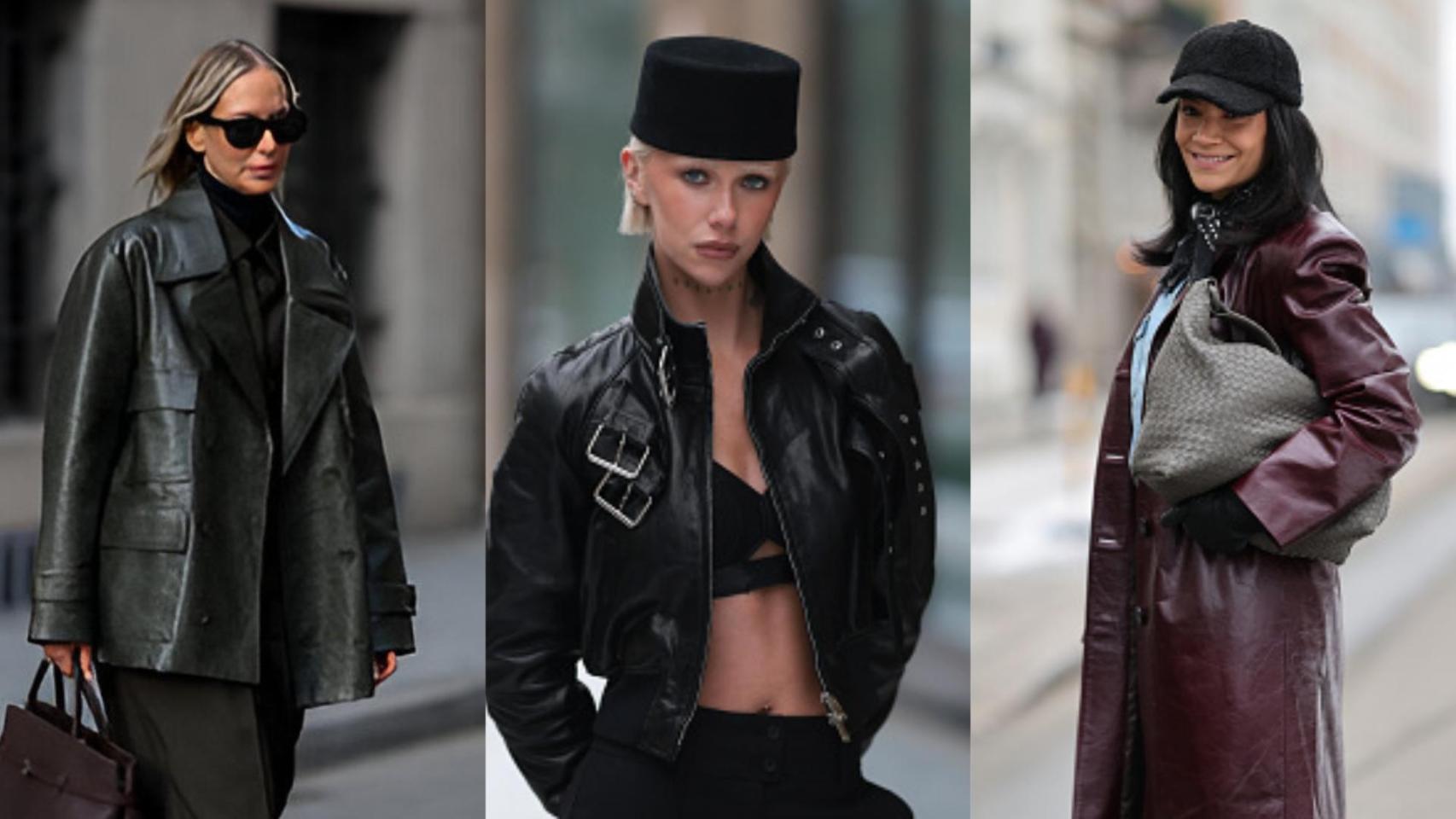 Imágenes de 'street style' de prescriptoras usando el material en sus looks.