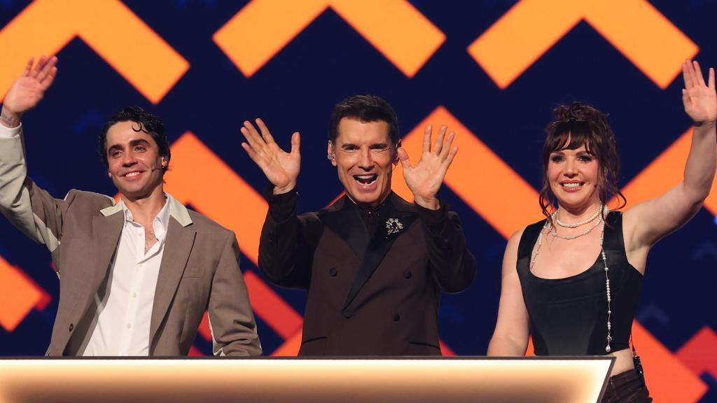 Javier Ambrossi, Jesús Vázquez e Inés Hernand, presentadores del Benidorm Fest.