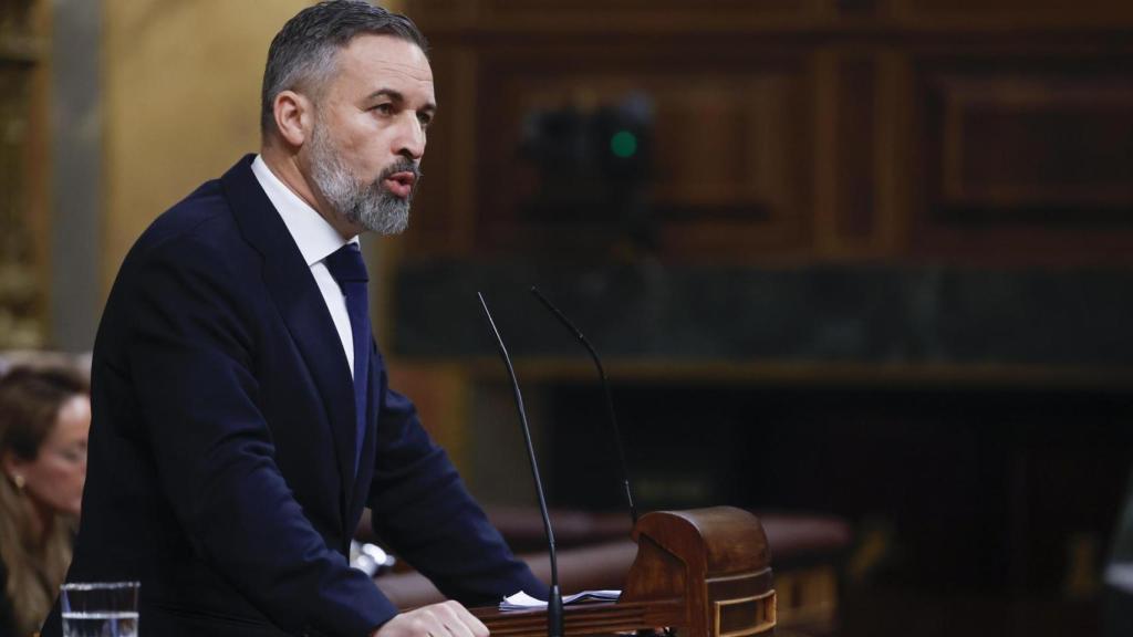 El líder de Vox, Santiago Abascal, durante su intervención en el Congreso este miércoles.