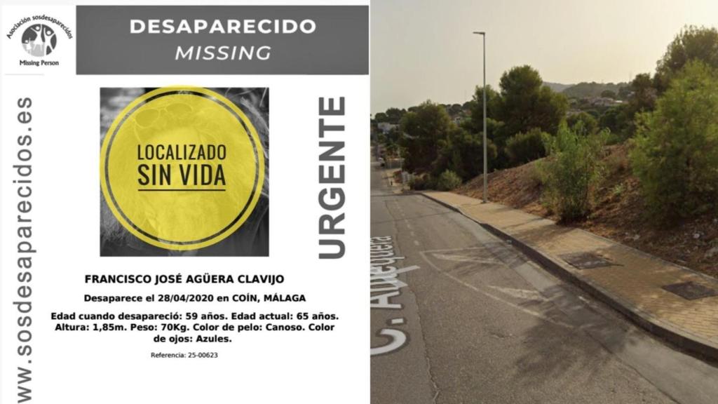 El cartel y zona del hallazgo.