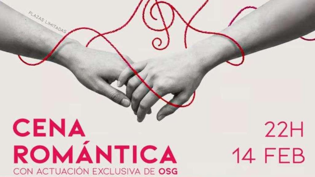 Cartel de la Cena Romántica de San Valentín del Palacio de la Ópera