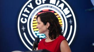 La presidenta de la Comunidad de Madrid en un viaje institucional a Miami.