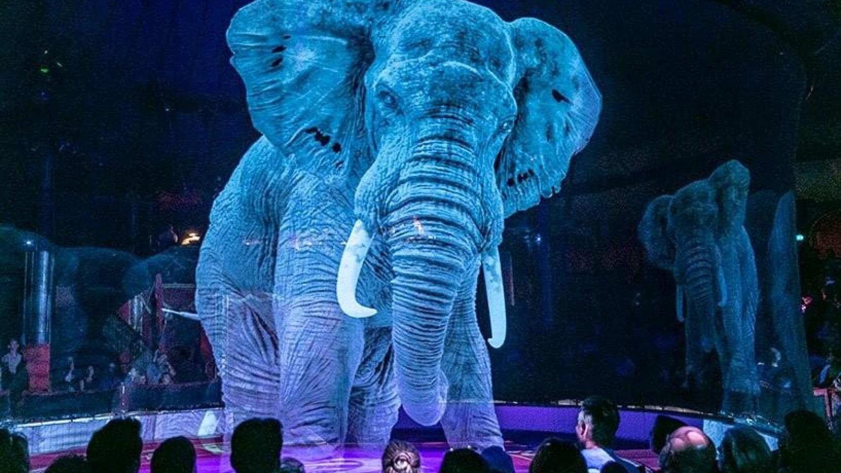 El holograma 3D de un animal en el Circus Roncalli en Alemania.