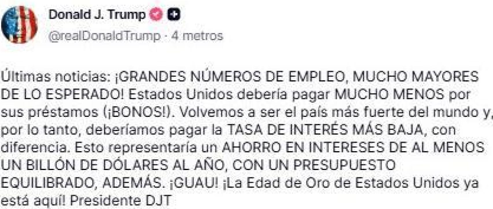 Tuit de Donald Trump