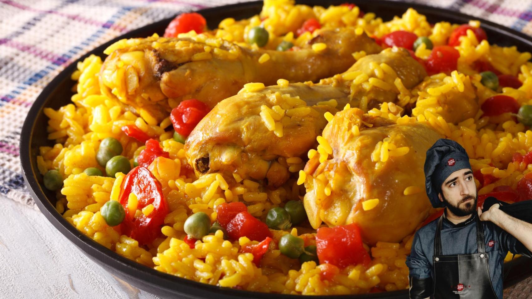 Pablo Suárez, cocinero, en un montaje de El Español