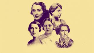 De izquierda a derecha y de arriba abajo: Rosa García Ascot, María Rodrigo, Montserrat Campmany, María de Pablos  y María Teresa Prieto. Diseño: Rubén Vique