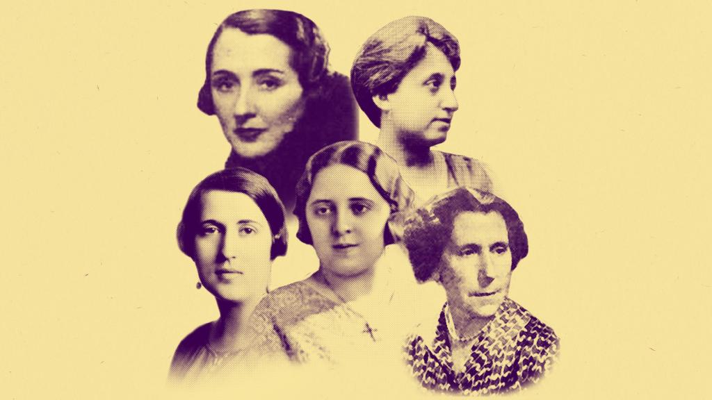 De izquierda a derecha y de arriba abajo: Rosa García Ascot, María Rodrigo, Montserrat Campmany, María de Pablos  y María Teresa Prieto. Diseño: Rubén Vique