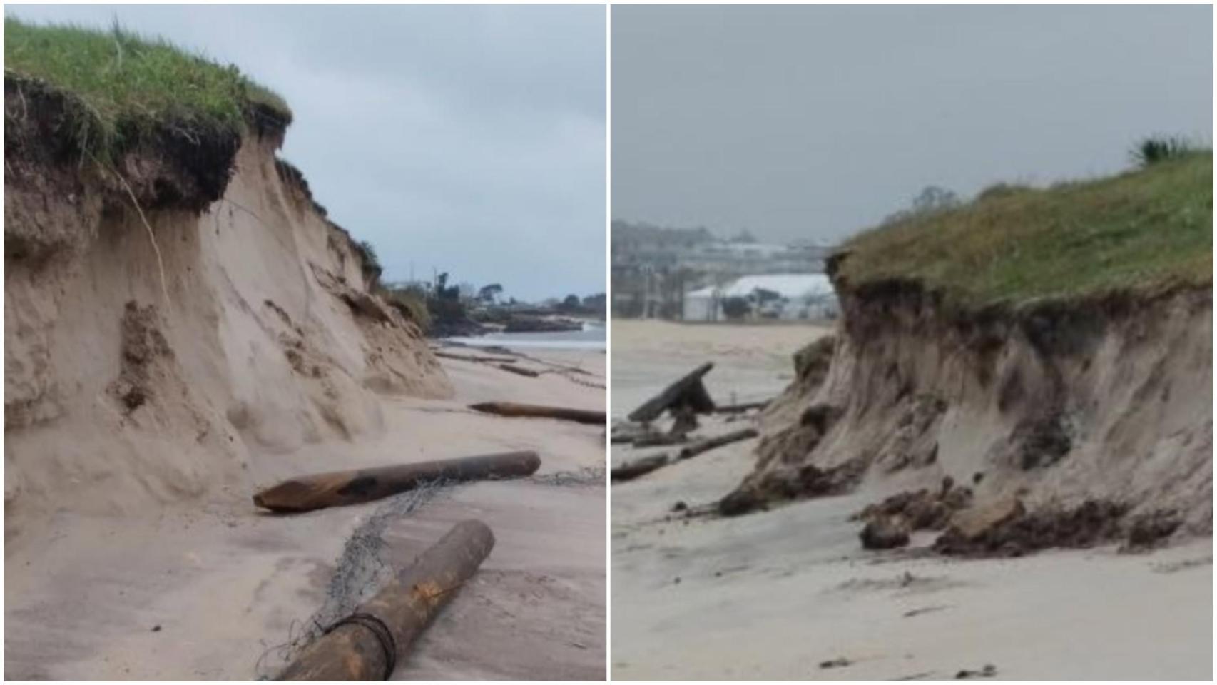 El temporal derrumba la duna de A Calzoa y deja en riesgo el ecosistema de Vigo