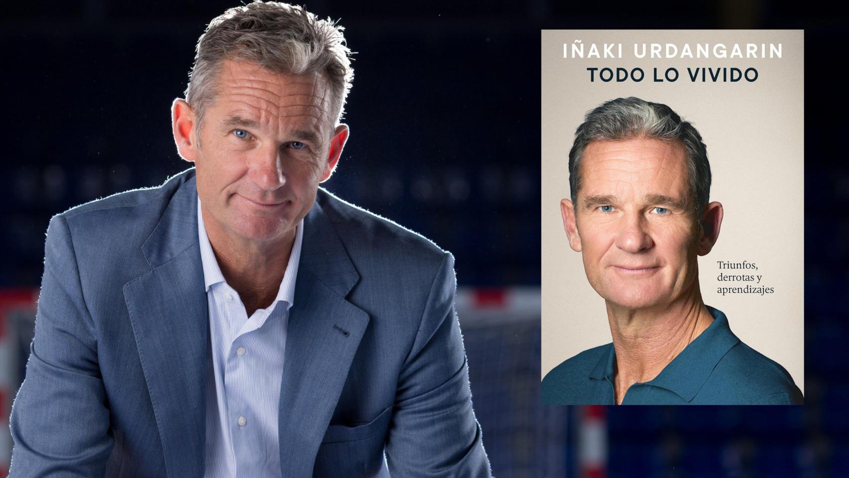 Iñaki Urdangarin junto a la portada de su libro, 'Todo lo vivido', en un fotomontaje de EL ESPAÑOL.