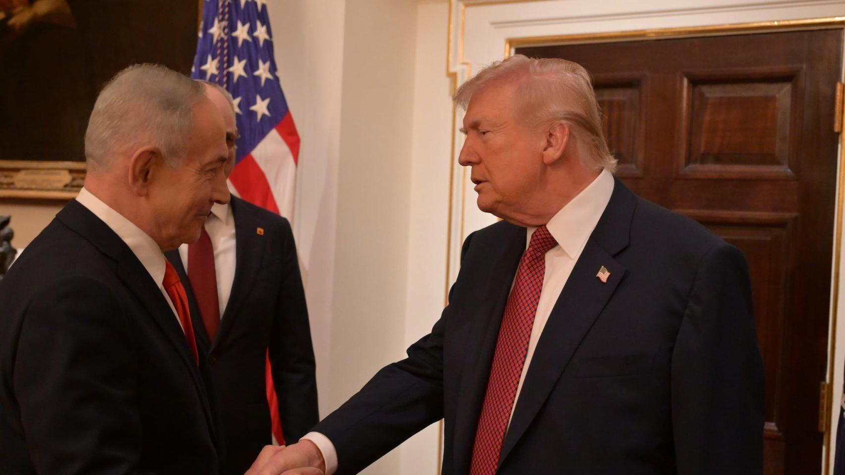 Donald Trump recibe a Benjamin Netanyahu en la Casa Blanca.