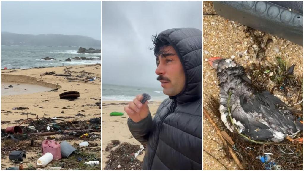 El influencer gallego Hugo Pérez pide ayuda para limpiar Area de Bon, en Bueu (Pontevedra)