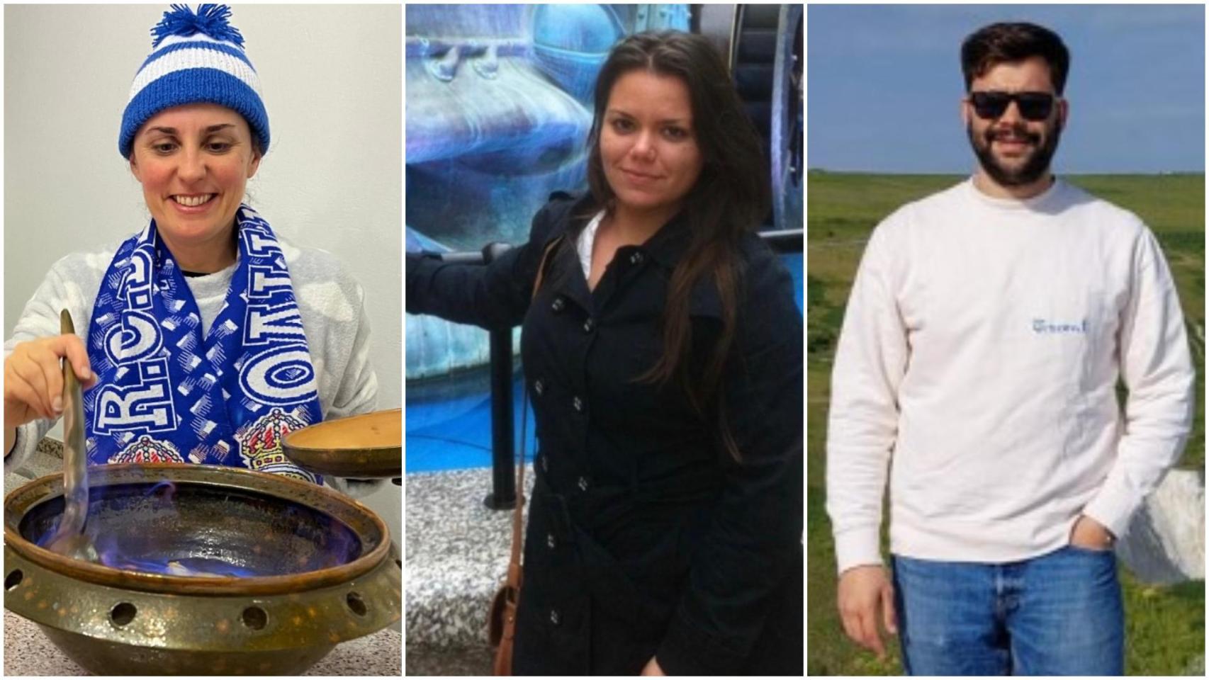 Eva Crespo, Rosario Álvarez y Manuel Castelao, gallegos que trabajan en Londres.