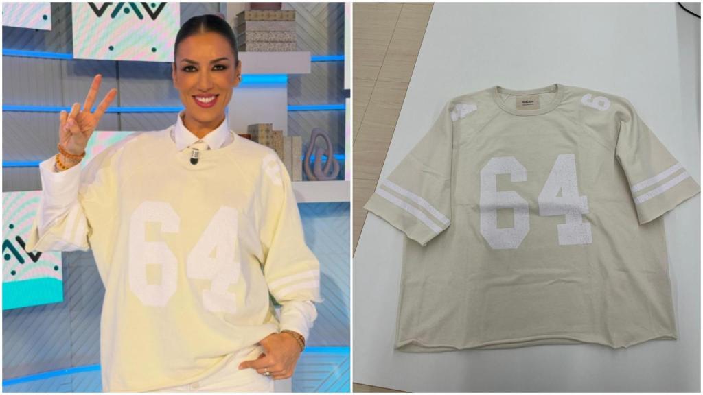 Patricia Pardo con la camiseta diseñada por Zara de A Coruña para Bad Bunny