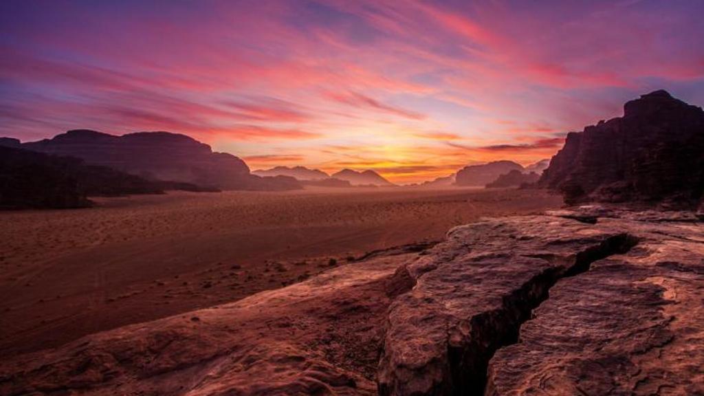 El atardecer en el Wadi Rum.