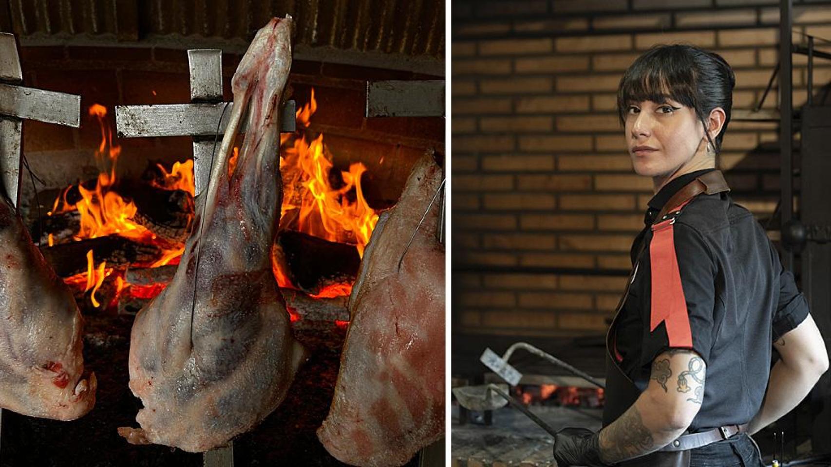 Anaí Meléndez junto al cordero recental castellano.
