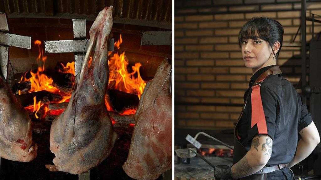 Anaí Meléndez junto al cordero recental castellano.