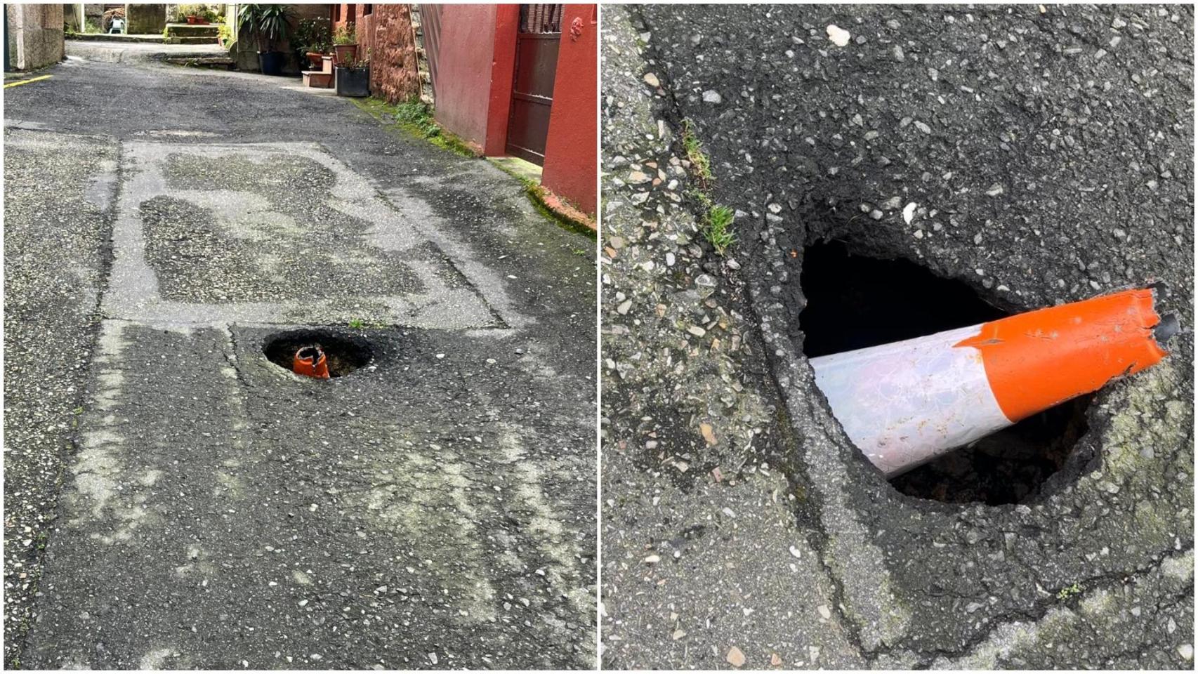 Vecinos del barrio vigués de Teis denuncian el mal estado del pavimento: Da miedo pasar por aquí