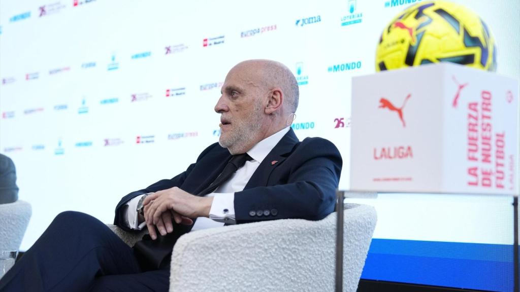 Javier Tebas, presidente de LaLiga, en un desayuno informativo