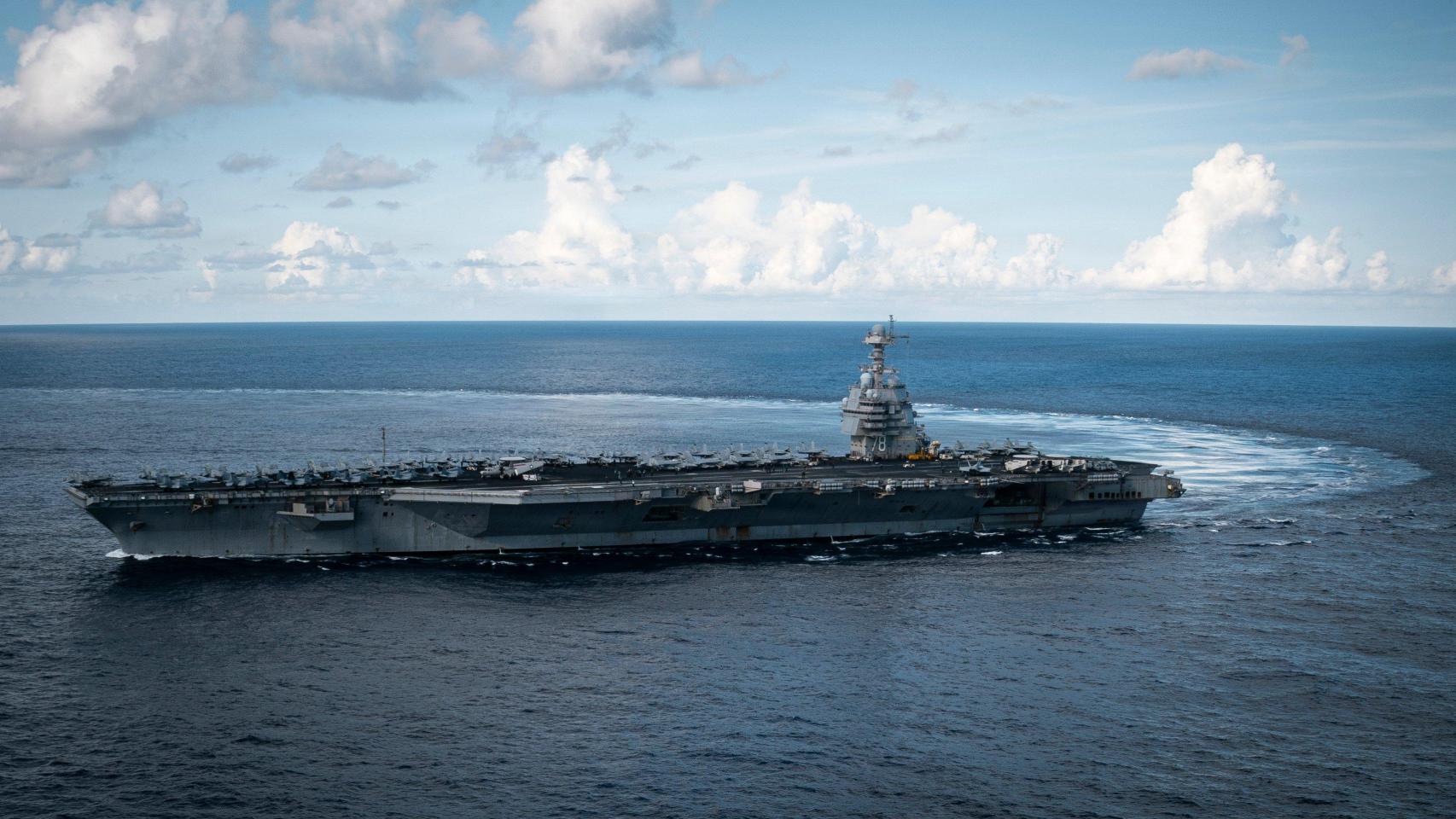 El 'USS Gerald R. Ford' desplegado en el Caribe.
