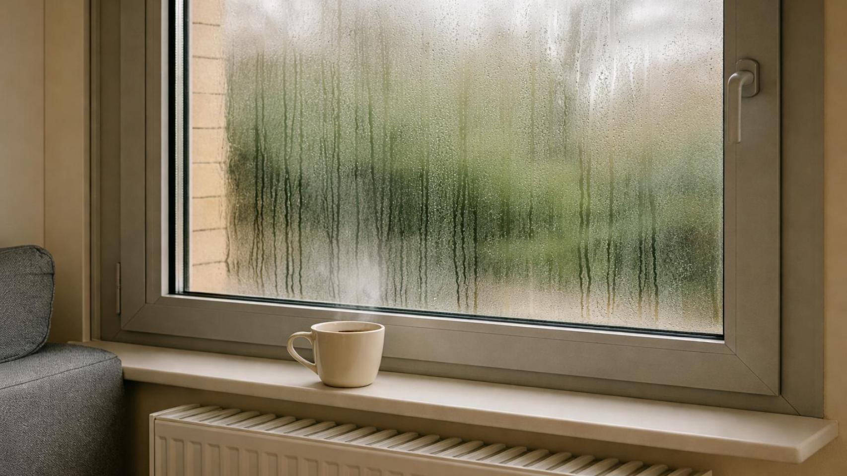 Una ventana con condensación.