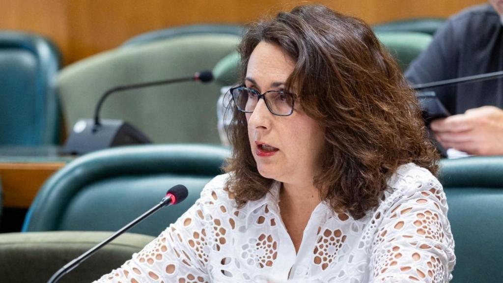 Eva Torres, en el salón de plenos del Ayuntamiento de Zaragoza.