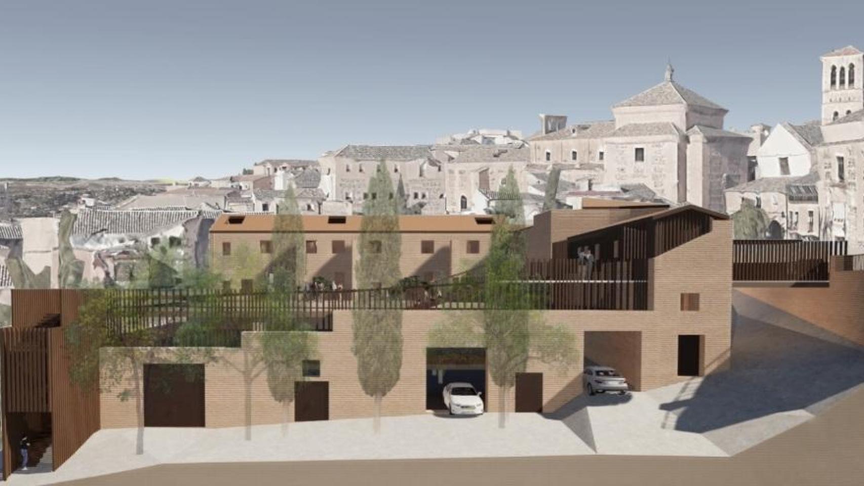 Render del resultado final del proyecto de regeneración urbana en plena Judería del Casco Histórico de Toledo.