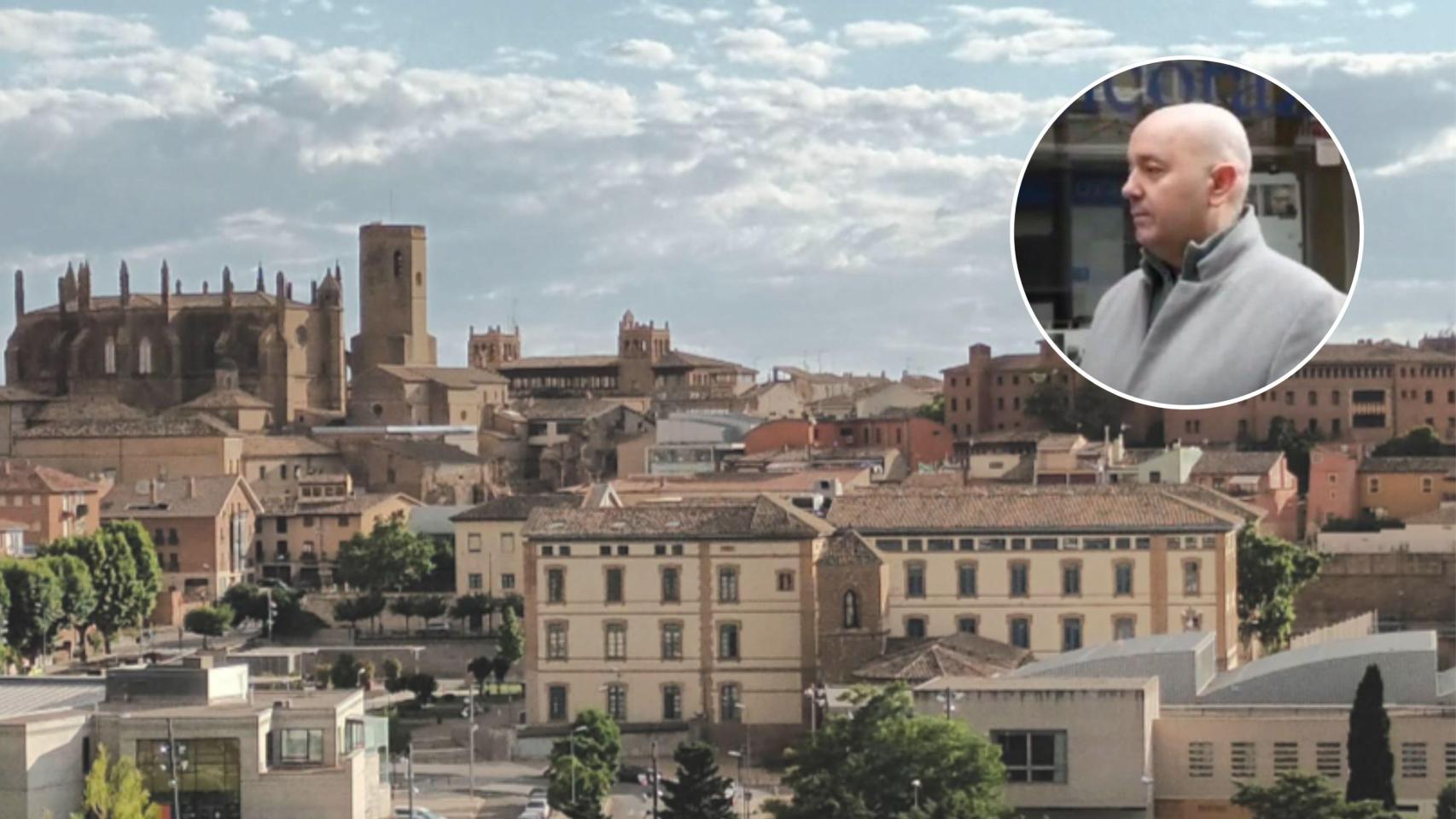 César y la ciudad de Huesca de fondo