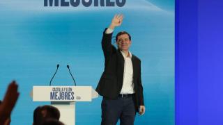 El presidente de la Junta y del PPCyL y candidato popular a las elecciones autonómicas, Alfonso Fernández Mañueco, durante el acto de este viernes en Salamanca