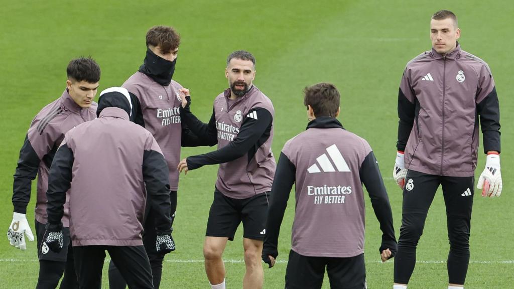 Dani Carvajal, en el entrenamiento del Real Madrid