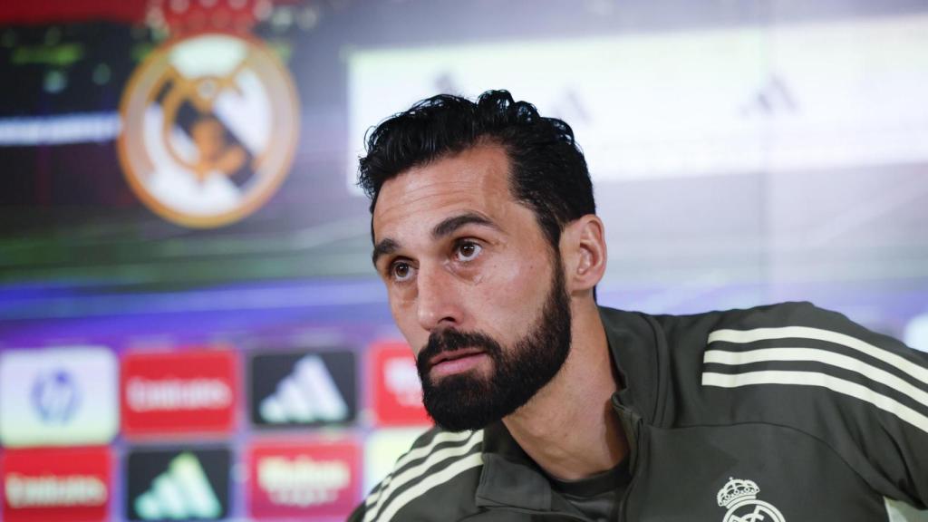 Álvaro Arbeloa, en rueda de prensa con el Real Madrid