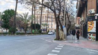 Veladores y jardines cerrados este viernes por los fuertes vientos en la ciudad de Alicante.