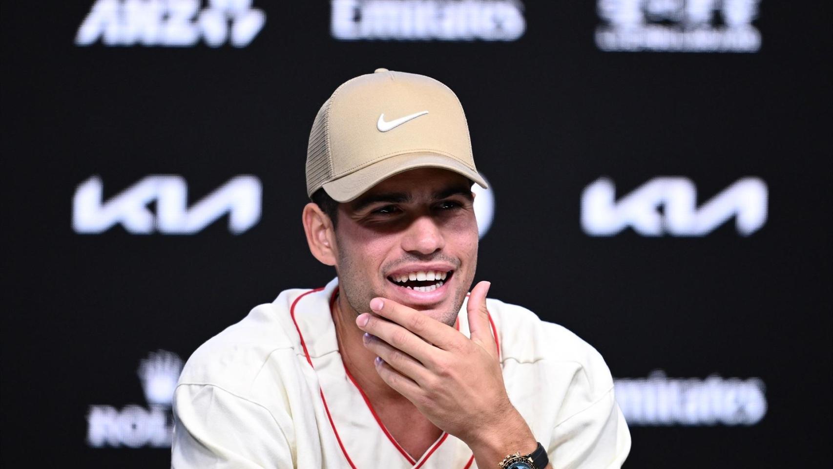 Carlos Alcaraz en rueda de prensa.