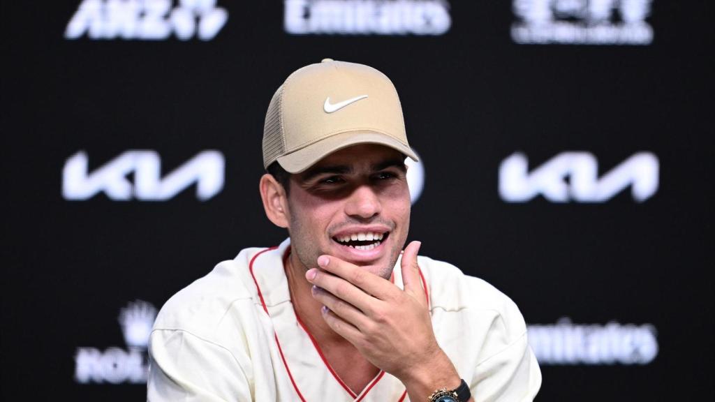 Carlos Alcaraz en rueda de prensa.