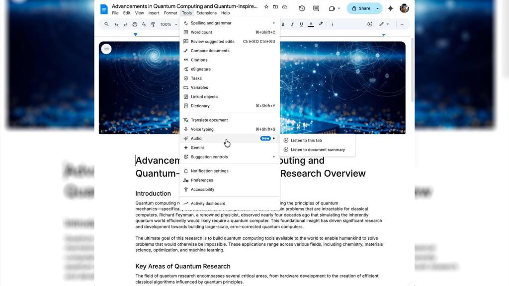 La nueva opción de Google Docs potenciada por Gemini.