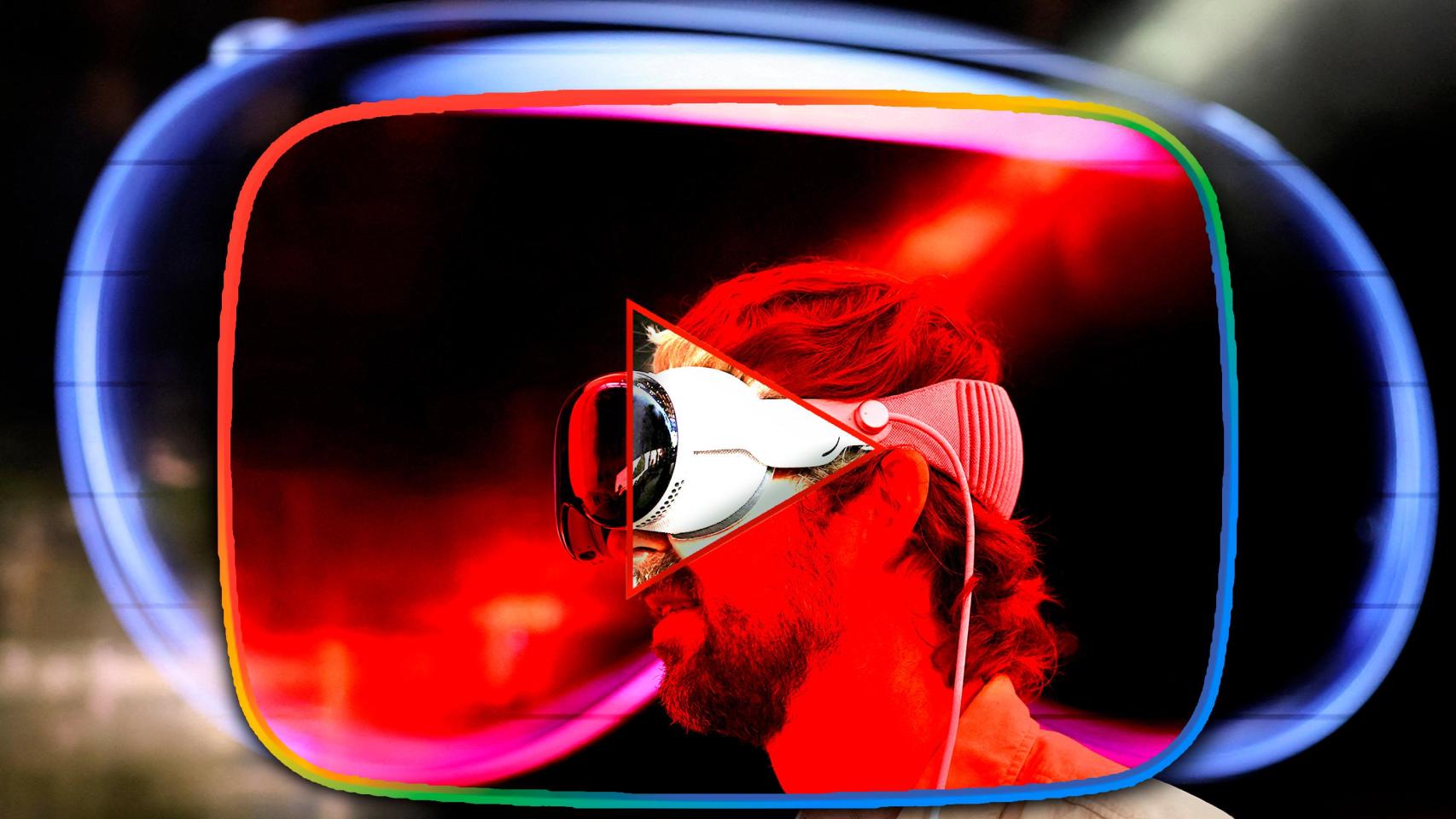 Fotomontaje inspirado en YouTube y las Apple Vision Pro