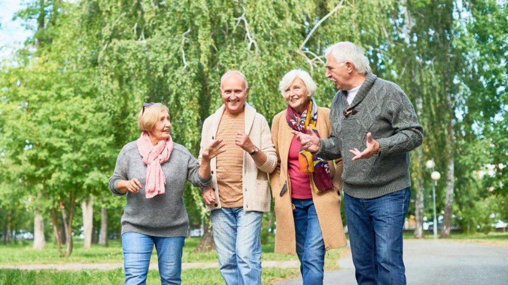 Un grupo de jubilados en un parque.