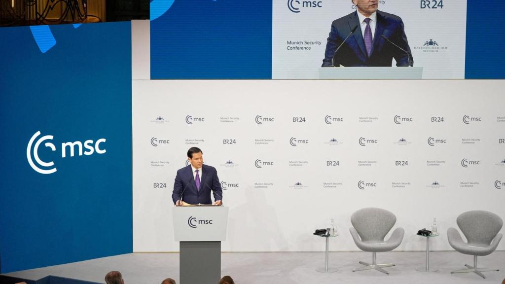 Шеф америчке дипломатије Марко Рубио током говора на Минхенској безбедносној конференцији