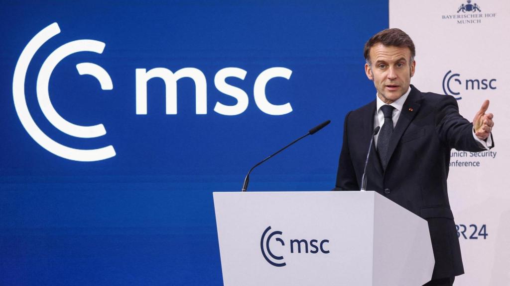 Француски председник Емануел Макрон током свог говора ове суботе у Минхену