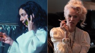 Charli XCX en 'The Moment', de Aidan Zamiri. Foto: A24. A la derecha, Pamela Anderson en 'Rosebush Pruning', de Karim Aïnouz. Foto: Felix Dickinson
