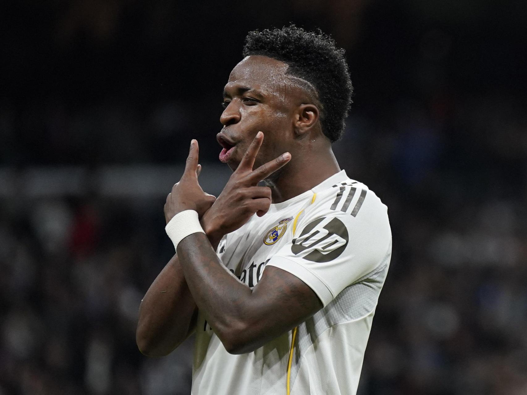 Vinicius celebra uno de sus goles ante la Real Sociedad.