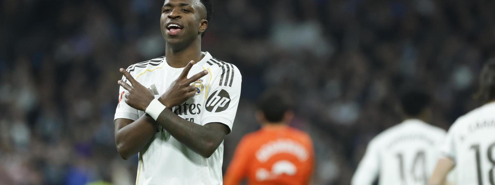 Vinicius celebra uno de sus goles contra la Real Sociedad