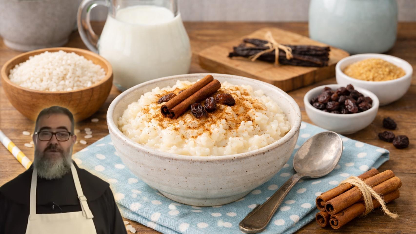 Fray Ángel, el fraile cocinero de YouTube en un montaje de El Español